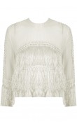 Top white with tulle with fringes