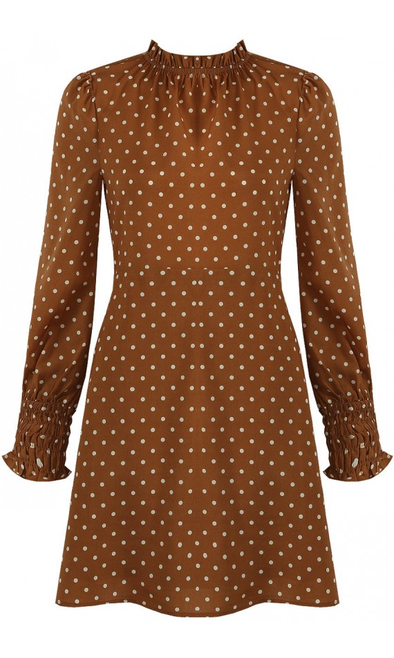 Dress camel polka-dot