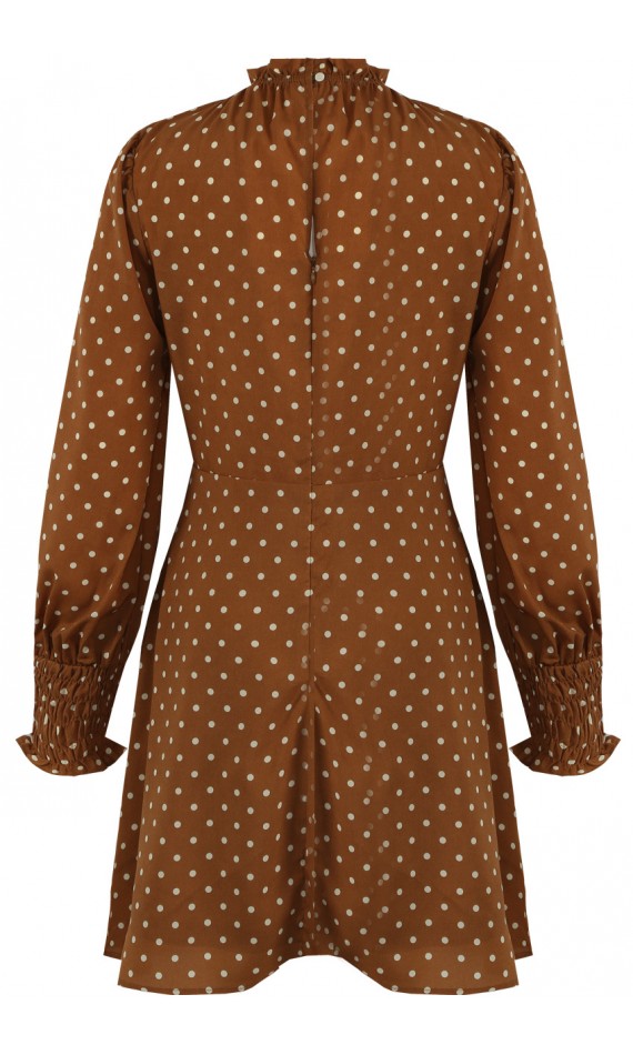 Dress camel polka-dot