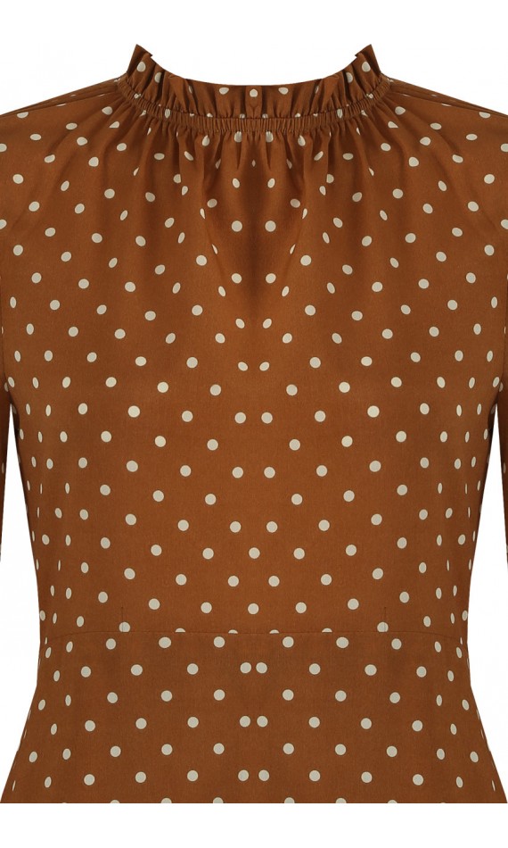 Dress camel polka-dot