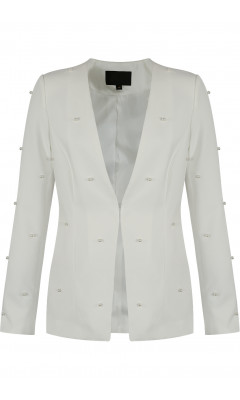 White blazer with pearls