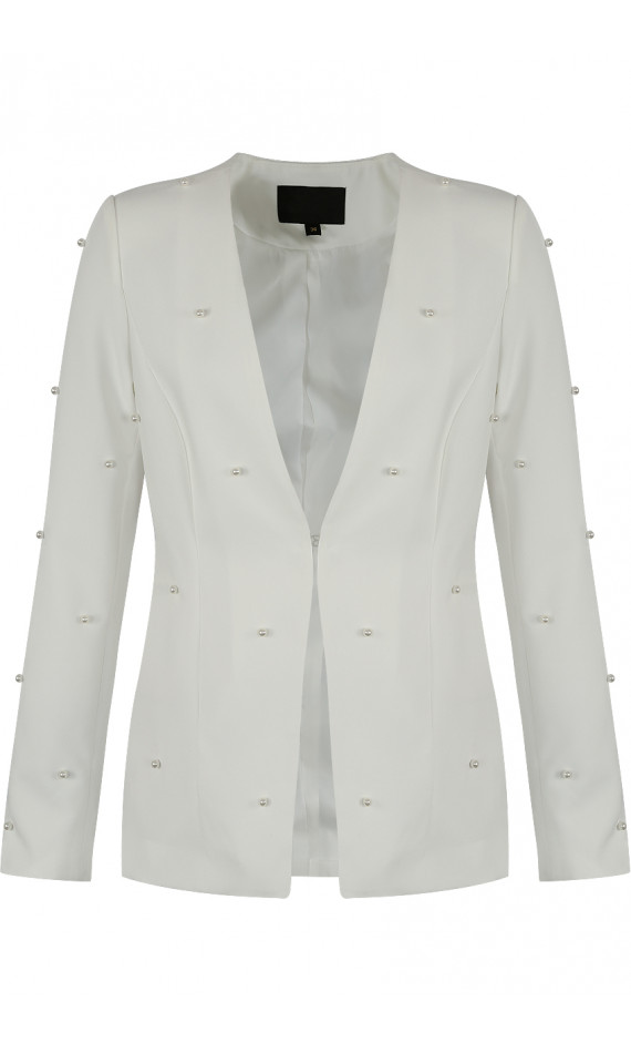 White blazer with pearls