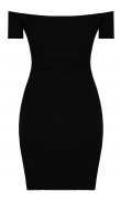 Black skin-tight dress with collar boat and buttons pressure