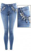 Jeans skinny blue in pearls