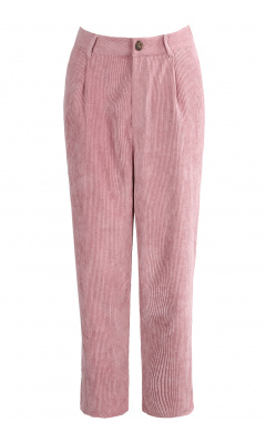 Pantalon droit en velours côtelé rose