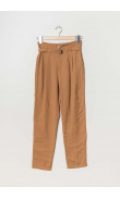 Pantalon cigarette camel à ceinture