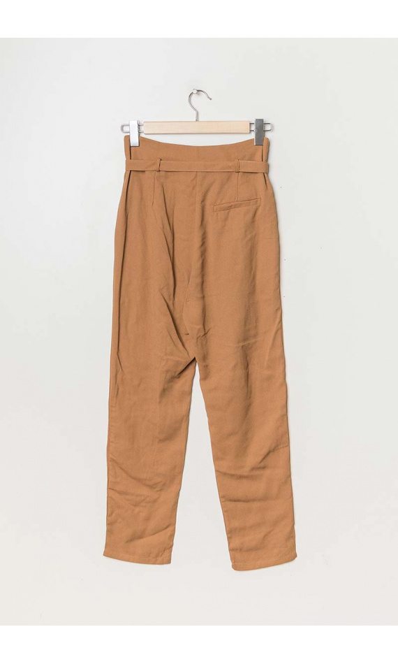 Pantalon cigarette camel à ceinture