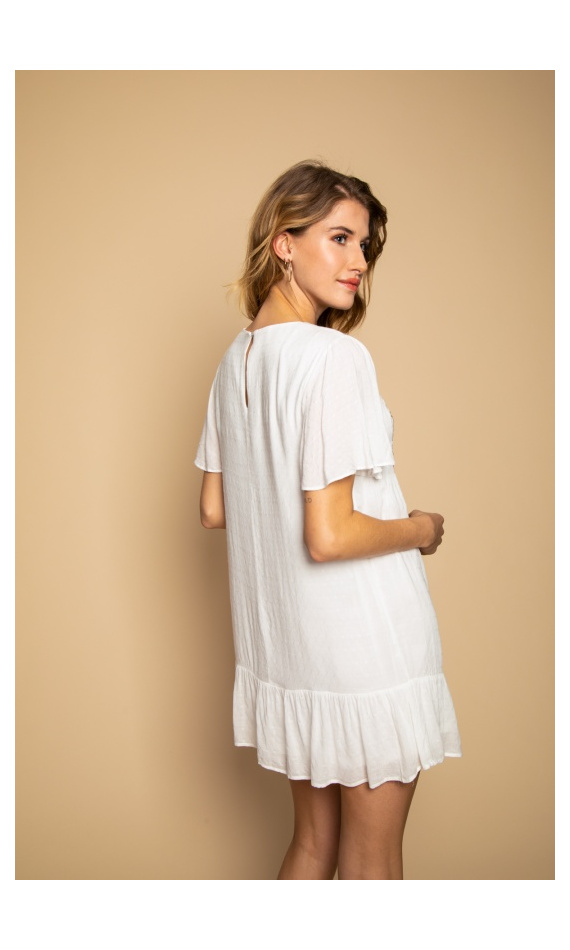 Short white dress with ruffles