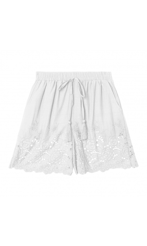 Short blanc avec broderie anglaise