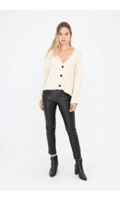 Beige braided knit cardigan