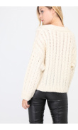 Beige braided knit cardigan