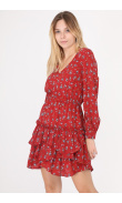 Long-sleeved floral dress with ruffles