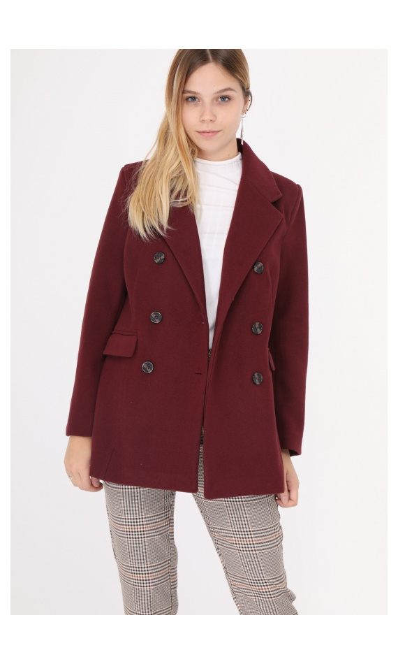 Manteau droit bordeau