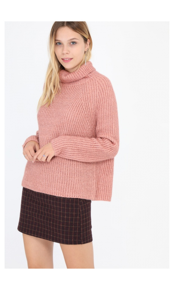 Pink turtleneck sweater