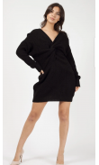 Dress black pullover in stitch with knot