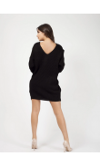 Dress black pullover in stitch with knot