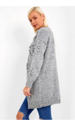 Woolen grey vest with pompoms