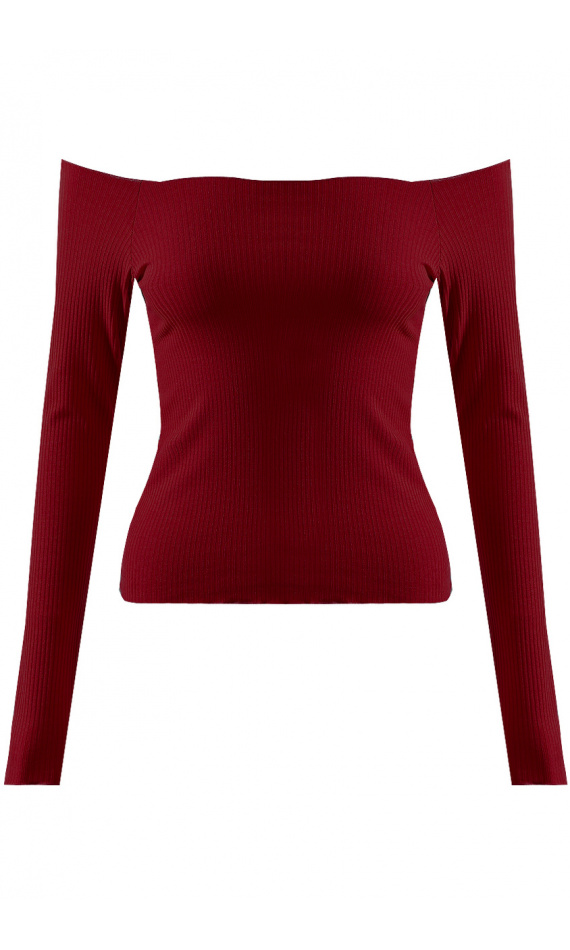 Small pullover wine in fine stitch with collar boat