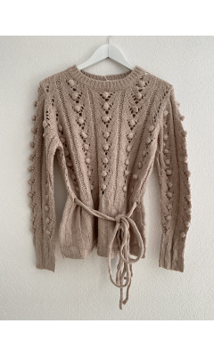 Pull en maille ajouré vieux rose