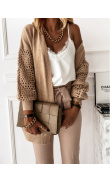 Cardigan à manches en filet taupe