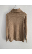 Pull en maille à col roulé taupe