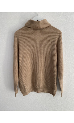 Taupe turtleneck knit sweater