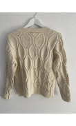 Pull col v avec perles beige