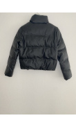 Black faux leather puffer jacket