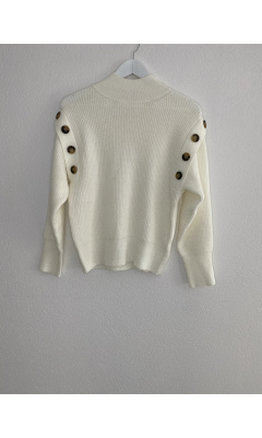 Pull col montant blanc