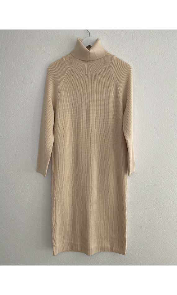 Beige turtleneck sweater dress