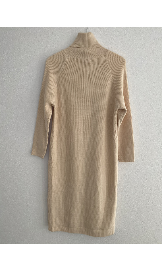 Beige turtleneck sweater dress