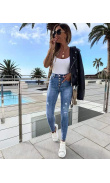 Jean skinny bleu avec boutons