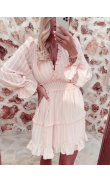 Light pink ruffled wrap dress