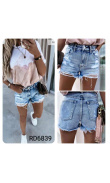 Ripped blue denim shorts