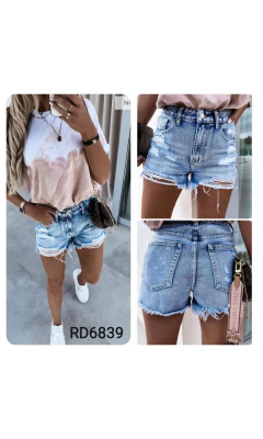 Ripped blue denim shorts