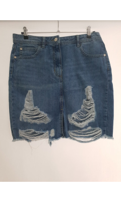 Jupe bleu en jean destroy