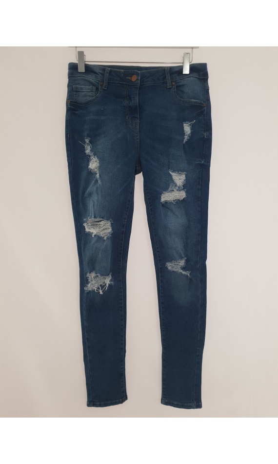 Jean bleu troué slim stretch