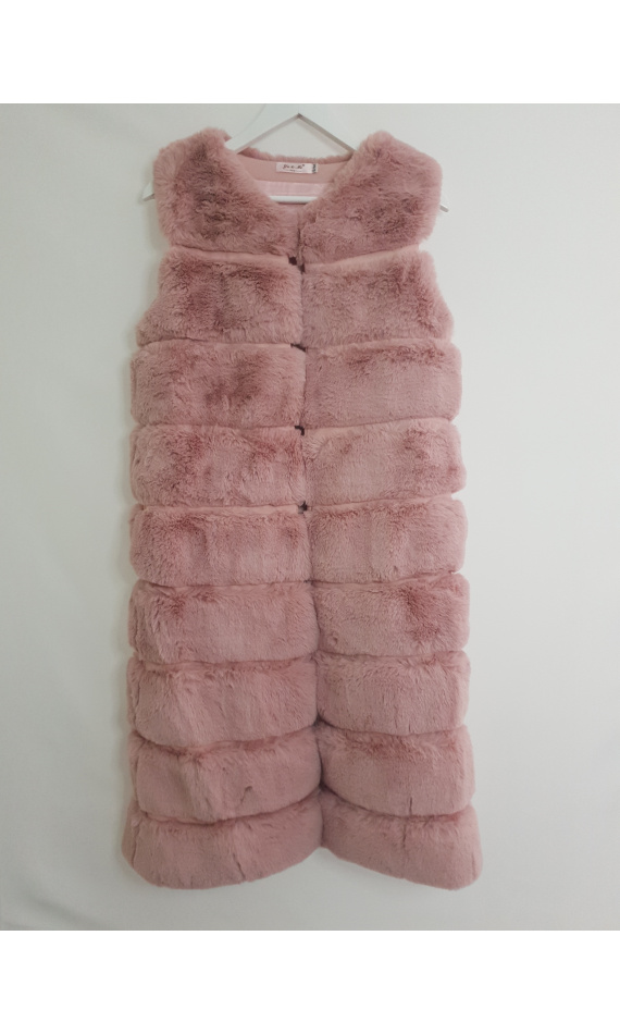 Gilet rose fausse fourrure, sans manches