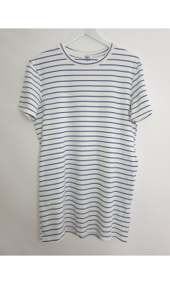 Robe t-shirt blanche à rayures bleues