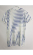 Robe t-shirt blanche à rayures bleues